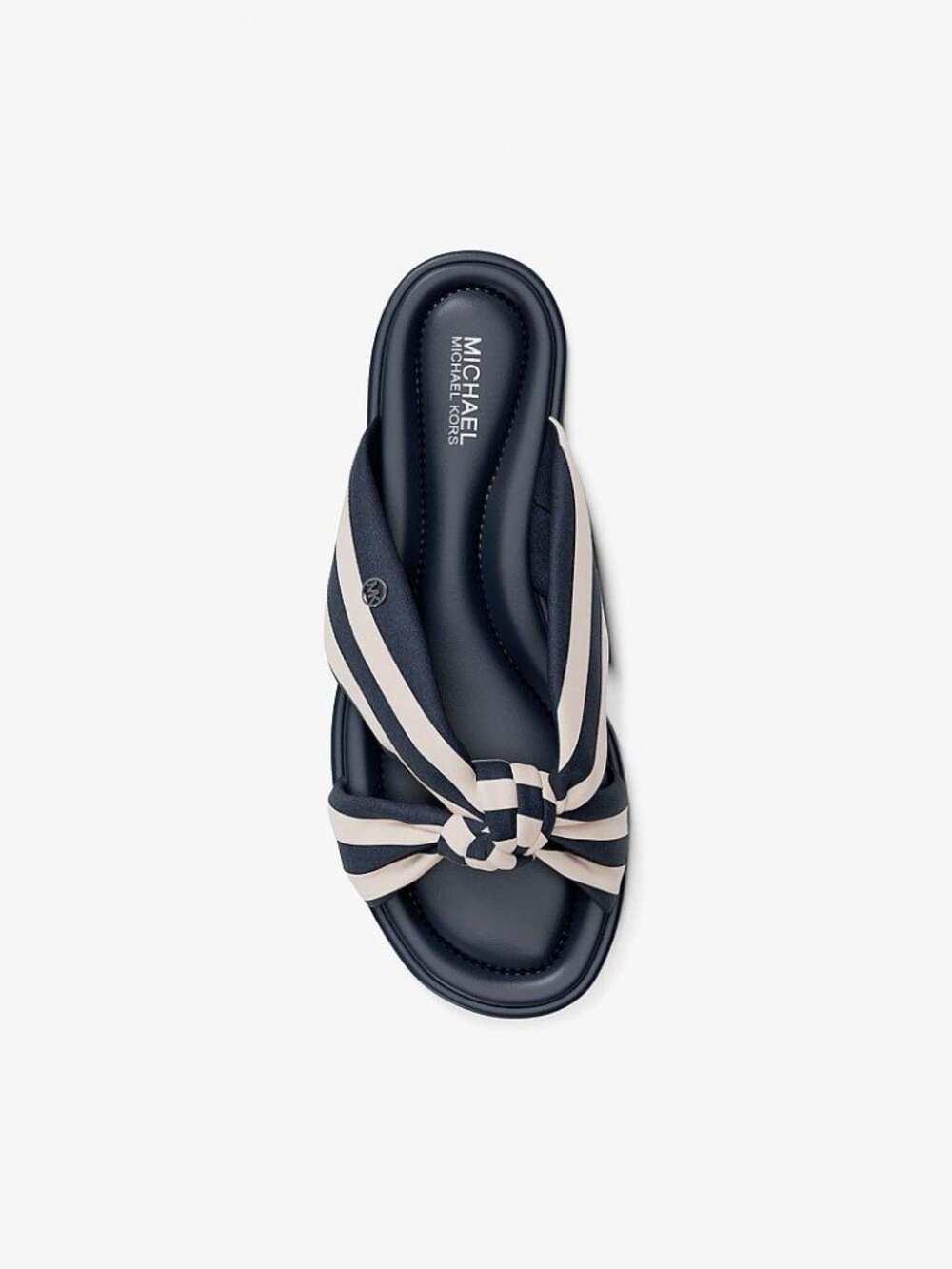 Michael Kors Elena Striped Linen Slide Sandals Navy Size 7 NWT